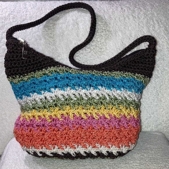 The Sak | Women’s Multi Colored Striped Crochet Knit Hobo Shoulder Handbag Bags - Picture 6 of 6